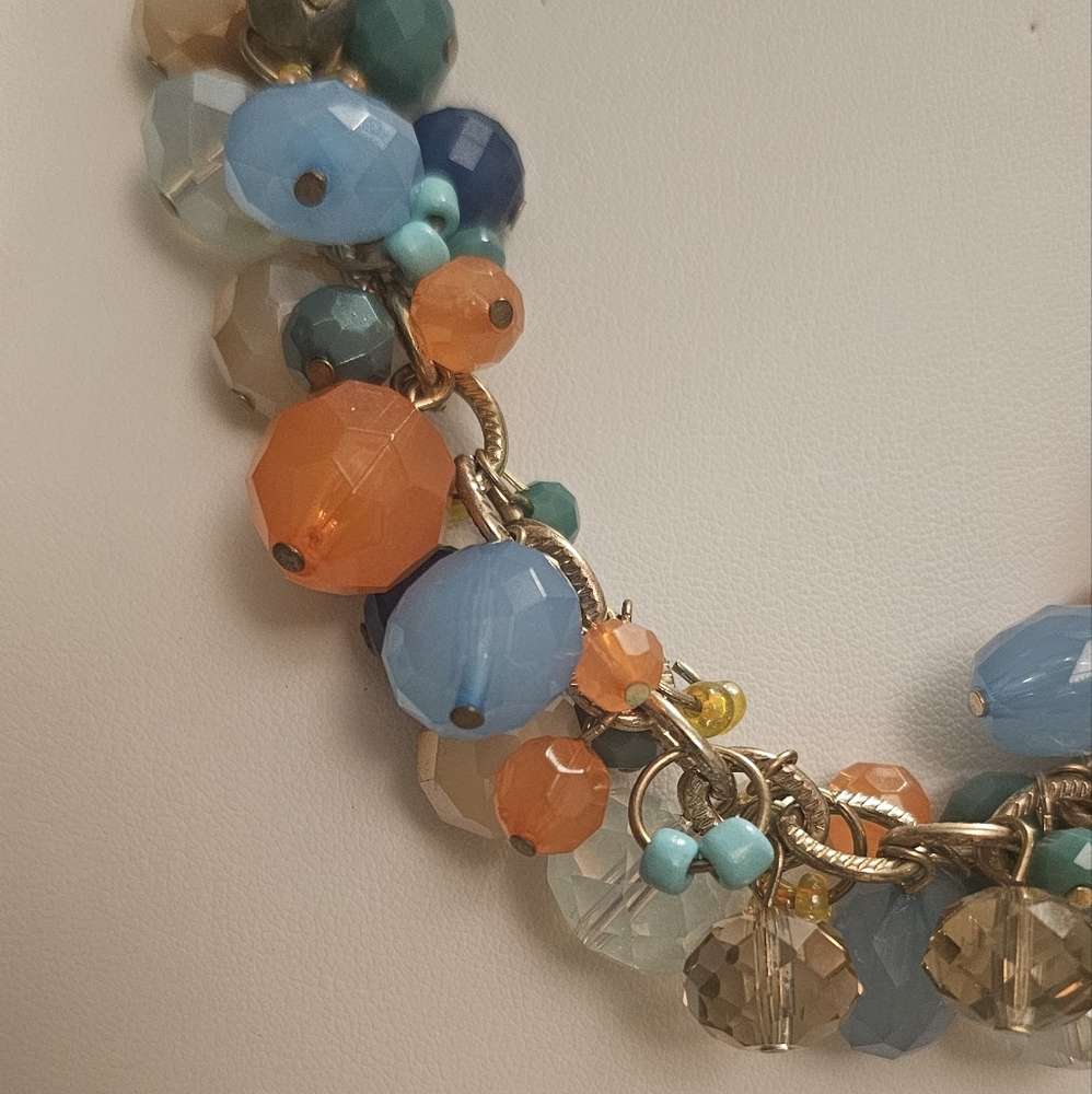 Vintage LOFT Julie Double Strand Multi Color Beaded Chain Necklace. - Picture 4 of 7